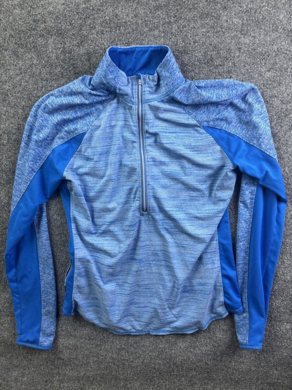 Athleta Pullover Womens Large Blue 1/4 Zip Mock Neck Long Sleeve Athletic Top